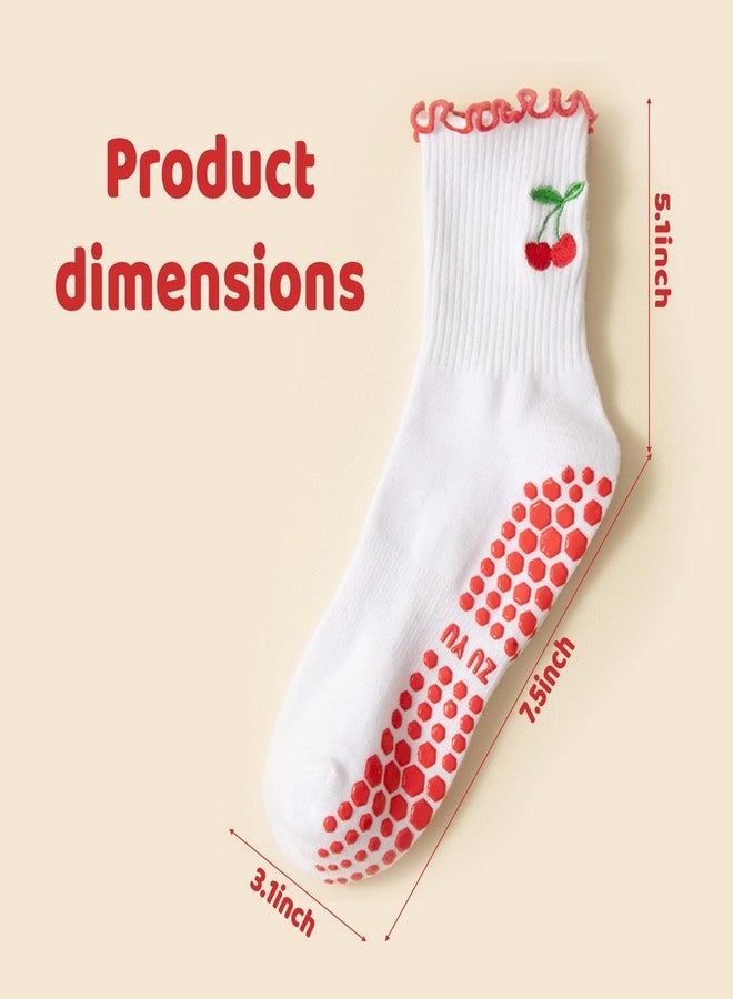 BOBOAR Pilates Yoga Grip Anti Slip Grippy Socks With Grips for Women Non Skid Cotton Crew for Barre Workout - Image 2